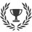 Black and white depiction of an award trophy surrounded by stylized laurel branches, signifying accomplishment and triumph.